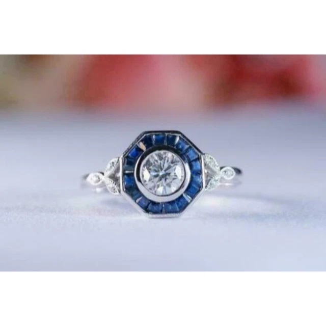 1920's Vintage Art Deco 2.61 Carat Round Cut Lab-Created Diamond Ring 925 Silver
