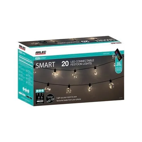 Arlec 20 Warm White Smart LED Low Voltage Connectable Festoon Lights