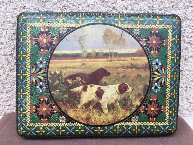 Plat Ancien En Aluminium 34,5 Cm - Thème Chasse, Chien Et Bécasse - Déco Vintage