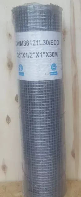 Aviary/Bird Galvanised Wire Mesh Roll 1/2"x1"x19g x 36" x 30m