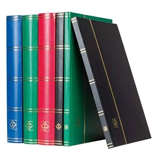 Lighthouse Stockbook DIN A5, 32 black pages, non-padded cover, red