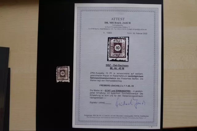 Briefmarken SBZ Ost-Sachsen Mi. Nr. 45 M gestempelt Seiffen geprüft Attest