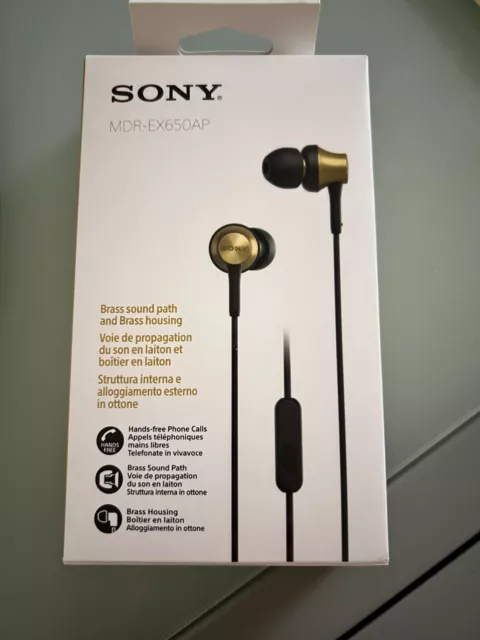 NEW SONY MDR EX650AP In Ear Earphones with Mic and Control Gold