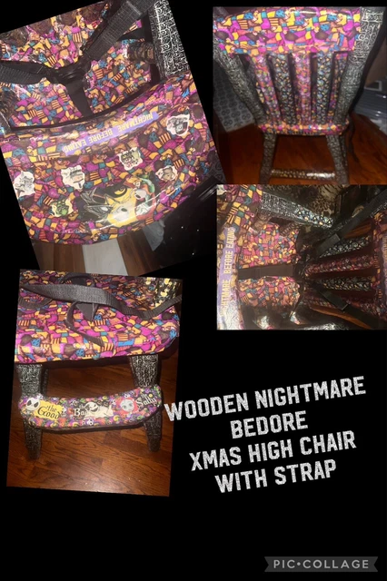 Vintage Wooden Baby High Chair with Tray nightmare before xmas