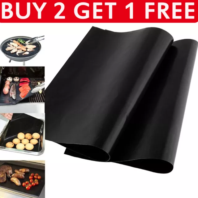 BUY 2 GET 1 FREE Oven Liner Grill Mat Heavy Duty Reusable Sheet Non Stick Cooker