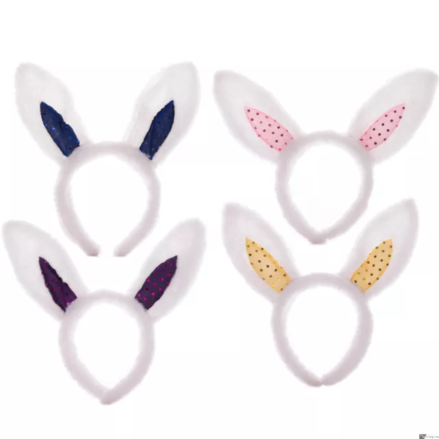 Deluxe Plush Sequin Easter Bunny Rabbit Ears Headband, One Size Kids