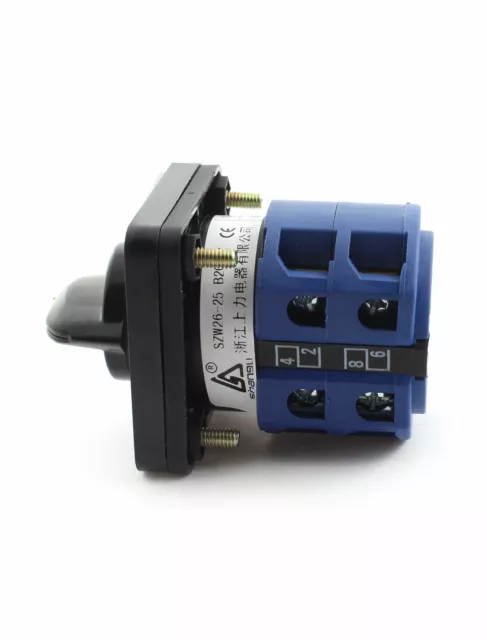 Square Panel 2-Pole 3-Position Momentary Universal Rotary Changeover Switch 2