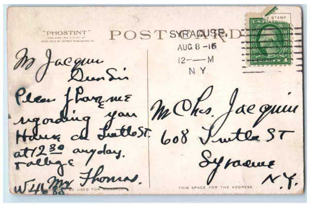 1916 The Onondaga Syracuse Trust Company Syracuse New York NY Phostint Postcard 2