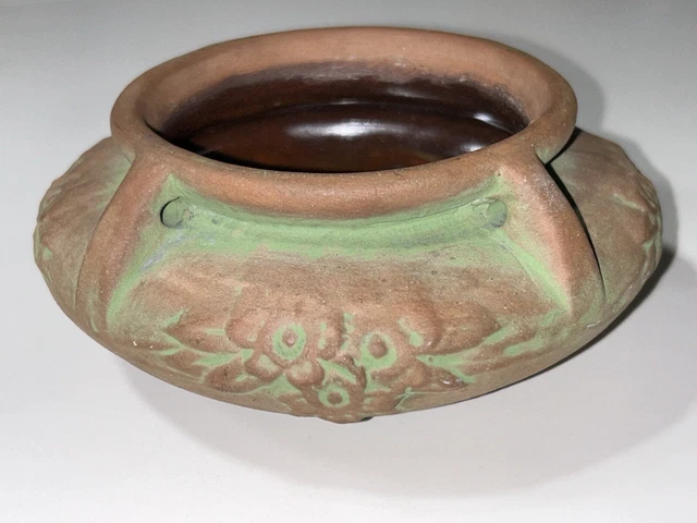 Arts & Crafts Vase Matte Brown & Green Arts & Crafts Vase 2.25” Height 5” Width