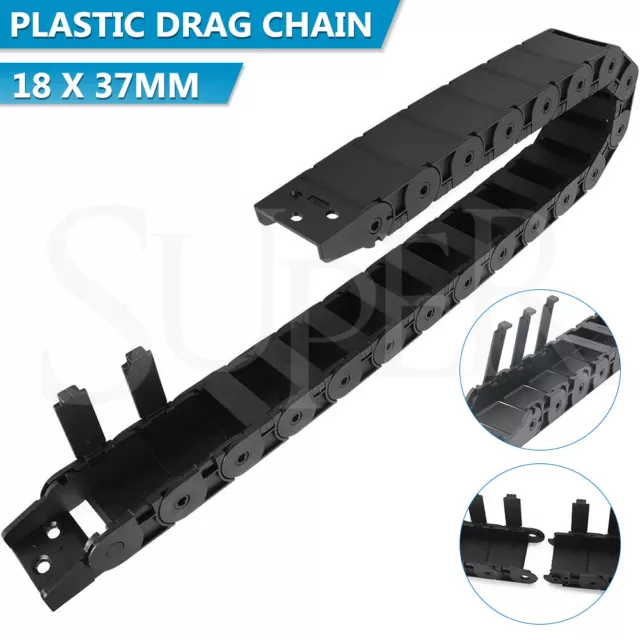 Nylon Cable Carrier Drag Chain Plastic Towline Machine Tool Nested 18x37mm 1M