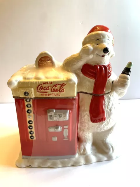 Vintage Coca Cola Polar Bear Coke Machine Cookie Jar Houston Harvest With Tag