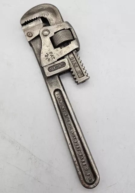 Trimo Pipe Wrench No 8 Trimont Mfg Co. Roxbury  MASS U.S.A. Pat 1916