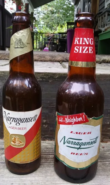 Narragansett King Size,16 oz. & 12 oz. bottles(empty) 1952, 1967 Cranston, R.I.