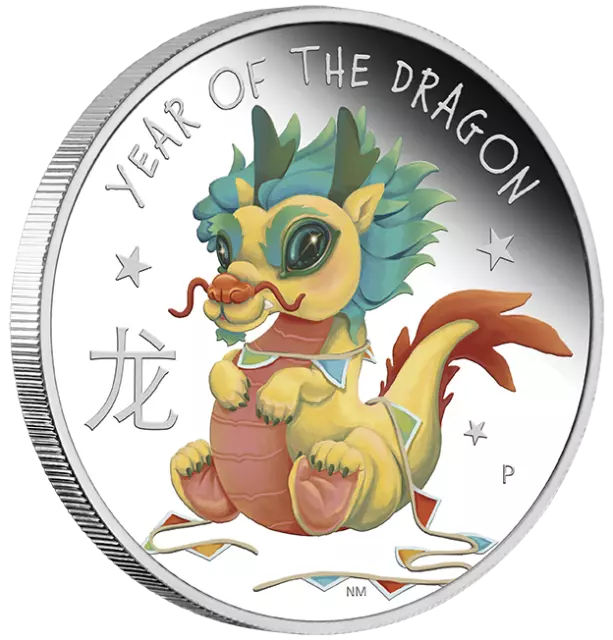 2024 Lunar Baby Dragon 1/2oz Silver Proof Coloured Coin Perth Mint