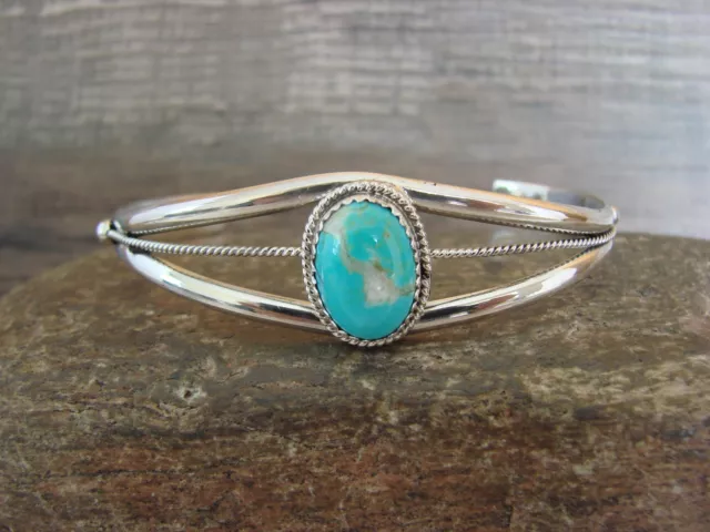 Navajo Indian Sterling Silver & Turquoise Bracelet by Alice Saunders