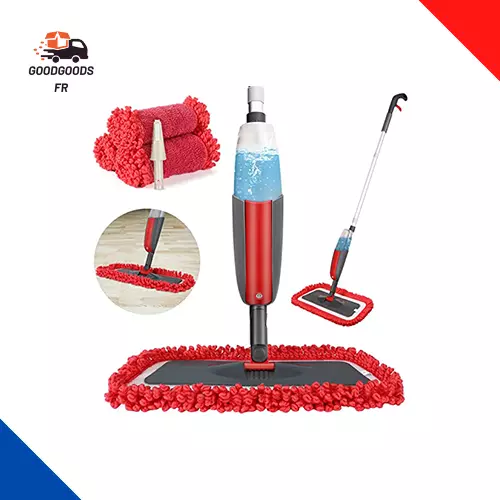 Balais Serpillère Vaporisateur, Balai Lave Sol avec Vaporise Spray Mop  Microfibre Balai Pulvérisateur avec 4 Tampons Lavables pour le Nettoyage  Sol