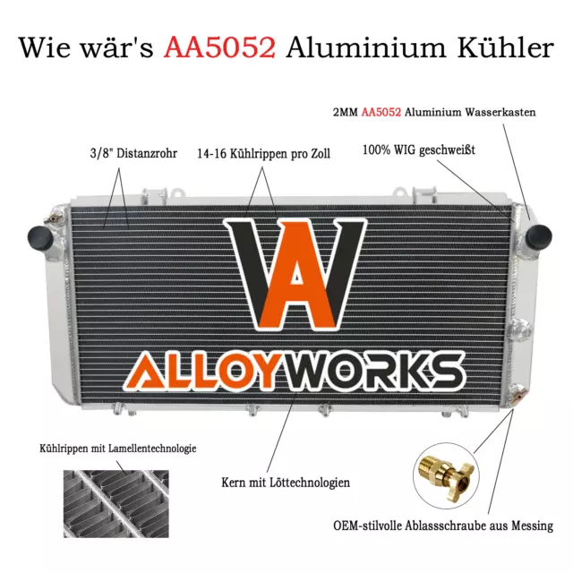 2 Reihe Aluminium Wasserkühler Für Toyota MR 2 MK2 SW20 3SGTE 2.0L 1989-1999