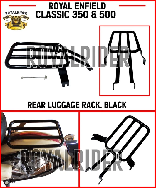 Add Some Carrying Capacity To Your Royal Enfield Classic 350 With This Genuine Rear Rack. It's Black, Made From Mild Steel, And Comes In Official Royal Enfield Packaging. Part KXA00091.