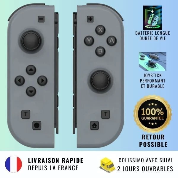 Manettes Joy-Con Nintendo Switch - Couleur Gris Néon, Officielles, Neuves, Sans Fil, Ergonomiques