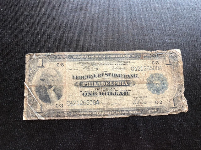 1918 One Dollar Bill $1 National Currency Large Size Note Philadelphia