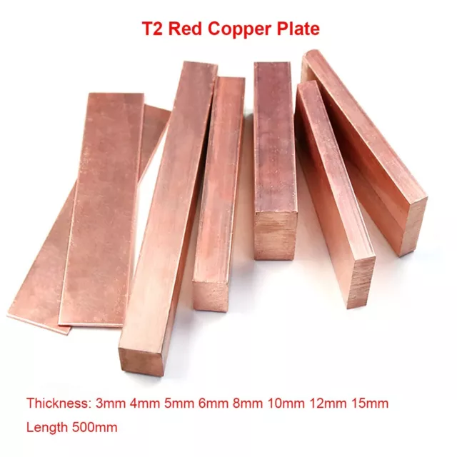 1PC Red Copper Flat Bar Strip Pure Copper Plate CNC Material Thickness 3/4/5/6/8