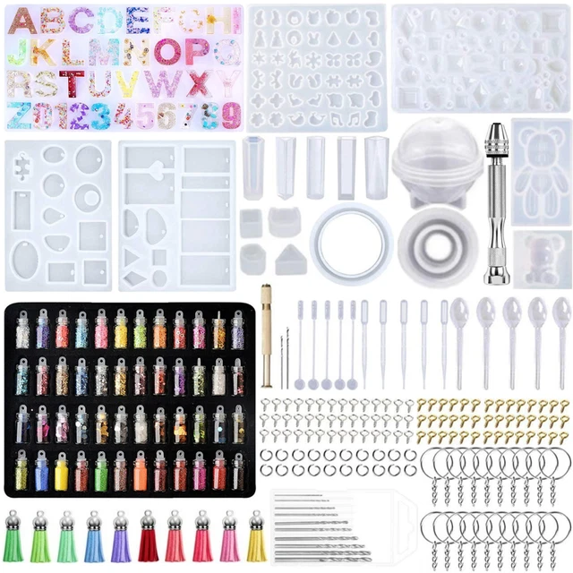 446 Stück Epoxidharz Formen Set Resin Gießharz Silikonform Schmuck Anhänger DIY