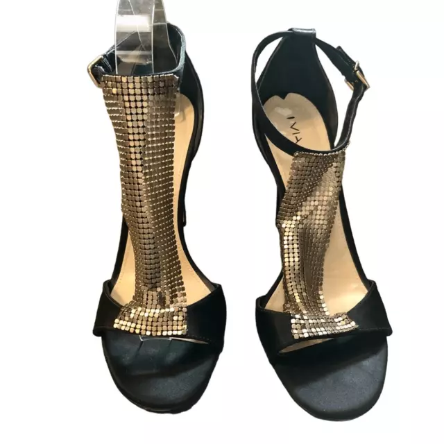 VIA SPIGA Women's Black and Gold T-Strap Timone Formal Pump Size 7 M 3