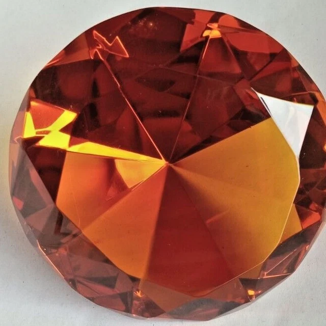 Fermacarte In Cristallo A Forma Di Diamante 80mm - Con Base Metallica - Foto 2