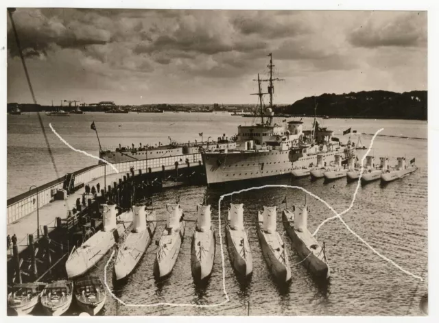 Altes Original Foto von Marine Fotograf Renard Kriegsschiff + U-Boote 2.WK  WW2