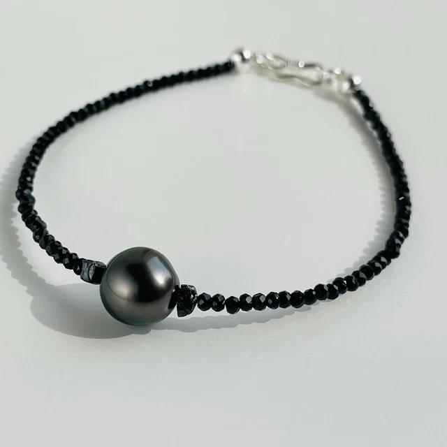 Bracelet Argent 925 Avec Perle Noire De Tahiti, Citrine Et Iolite - Neuf Avec étiquettes - Marque Rosemimosa