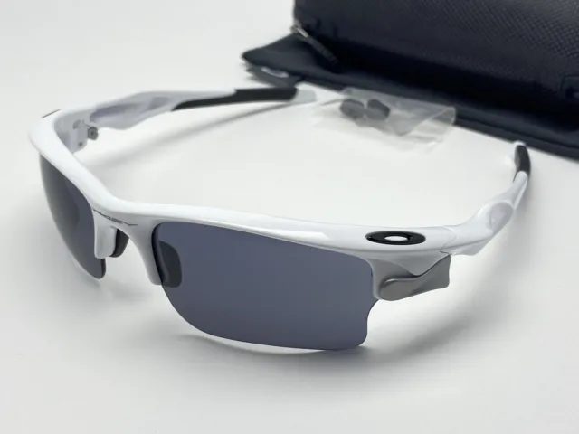 Oakley Fast Jacket Custom Polished White / Dark Grey Sunglasses XL Lens