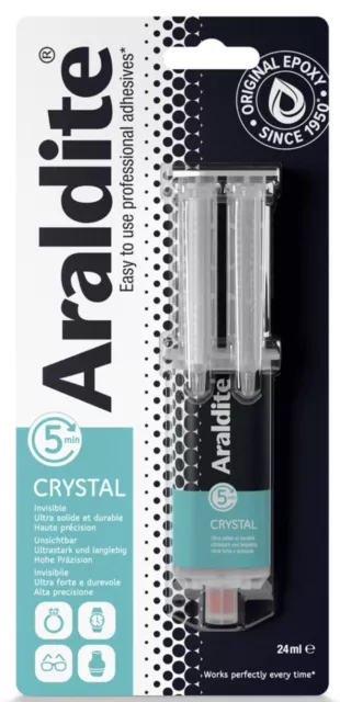 Araldite cristal colle invisible epoxy bi composant tous matériaux seringue 24 m