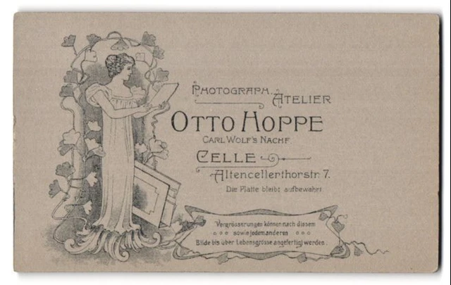 Fotografie Otto Hoppe, Celle, Altencellertorstraße 7, Jugendstil, Dame & floral