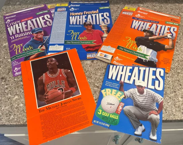 Tiger Woods + Michael Jordan Limited Edition Inaugural Wheaties Cereal Boxes x3+