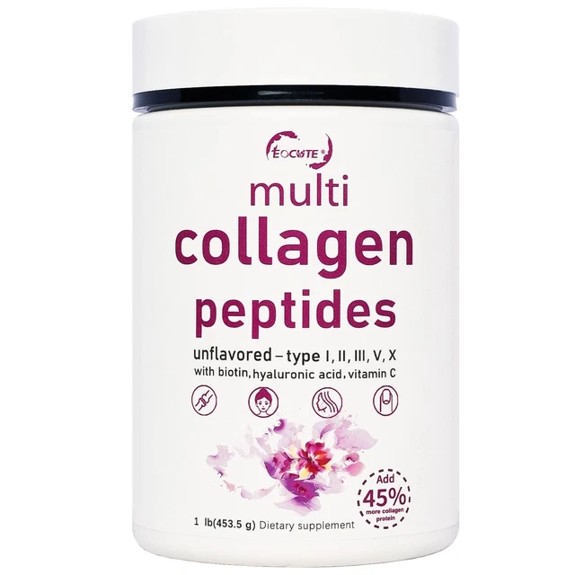 MULTI COLLAGEN PEPTIDES Powder 16oz Type I II III V X Hydrolyzed ...