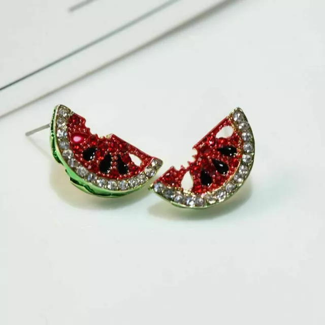 Stud Earrings Womens Party Womens 925 Silver Asymmetry Watermelon Jewelry Cute