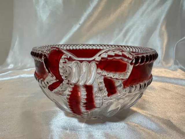 Ruby Red Ribbon Crystal Celebration Red Bow Bowl Candy Dish Holiday Christmas