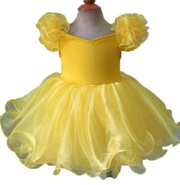 EB053 yellow Baby Kids Toddler Girl's Formal Pageant Dress 12-18Months