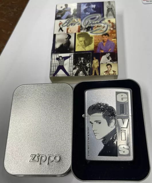 Zippo 2006 Elvis Presley Monochrome Satin Chrome Lighter Sealed In Box R1250
