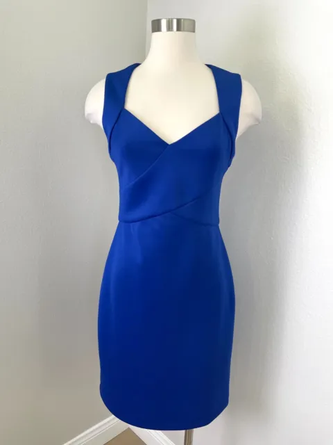 ELIZA J Womens 4 Royal Blue Sheath Cocktail Dress Sleeveless Stretch