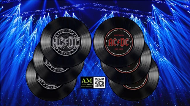 Sottobicchieri AC/DC | Set Da 4 Con Sughero Antiscivolo | Laminato Ufficiale 10x10 Cm | Merchandise Ufficiale