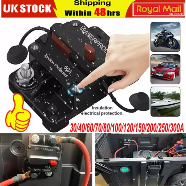 2x Waterproof Car Circuit Breaker Fuse Reset for Boat Auto 12V-48V DC 50-300Amp