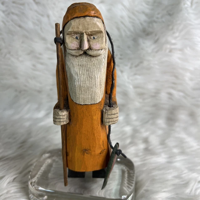 Vintage Hand Carved Wooden Fisherman Captain Santa Nautical Figures Folk Art