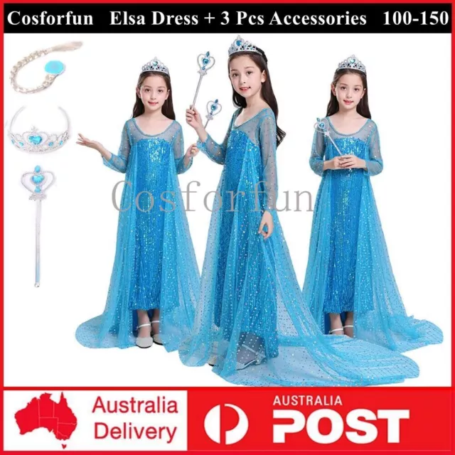 Kids Girls Elsa Princess Dress Costume Cosplay Party Fancy Dress Christmas Gifts