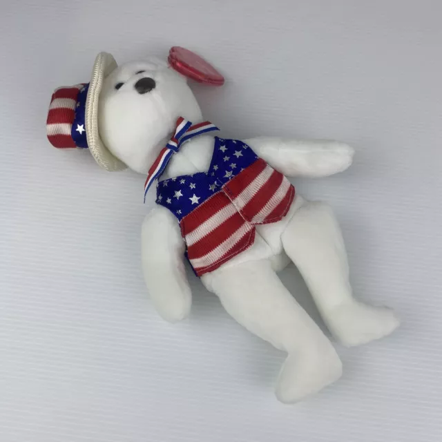 TY Original Beanie Babies Sam 2003 Plush Collectable Bear White USA America Tags 2