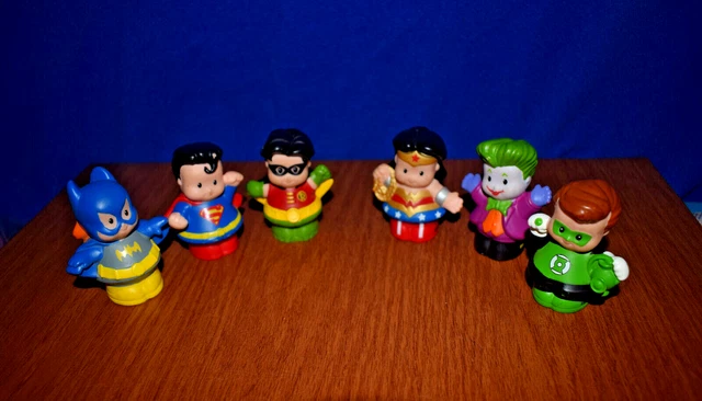 Little People DC SUPER HEROE Lot 6 WONDER BAT WOMAN ROBIN SUPERMAN JOKER LANTERN