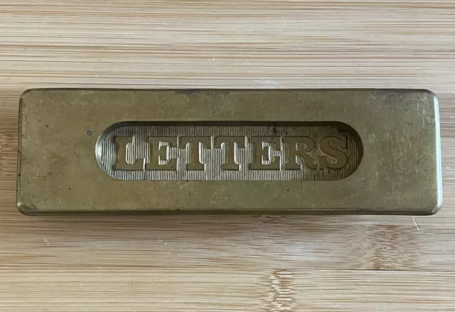 Vintage Antique Brass Post Office Door “LETTERS” Slot Hinged - Fast Ship!