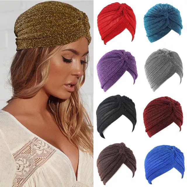 Women Stretch Turban Hat Chemo Cap Hair Loss Flower Head Scarf Muslim Wrap Hat *