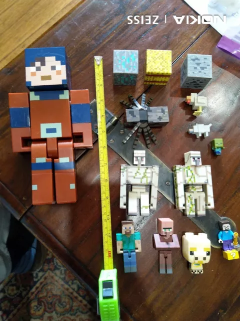 14 MINECRAFT Video Game FIGURES TOYS LOT Spider Dog Duck Pig Boys Man Block Cube