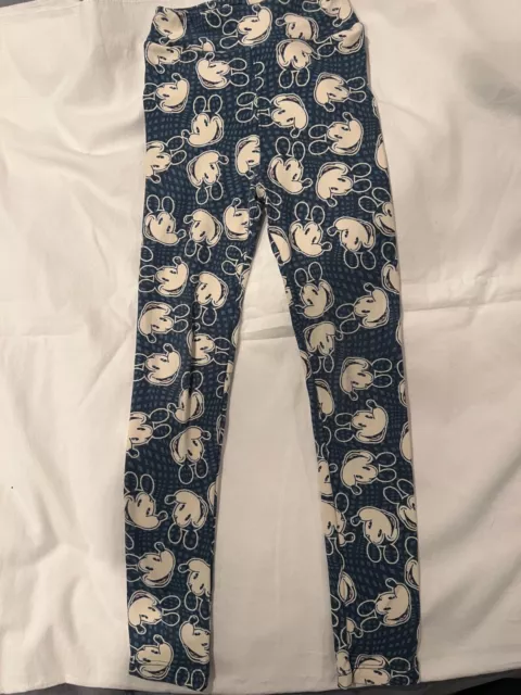 LuLaRoe Kids Disney Mickey Mouse Blue Leggings with Geometric design (Kids L/XL